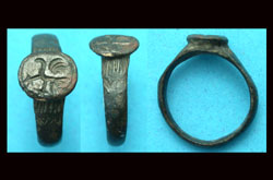 Ring, Medieval, Men\'s, Walking Stork Intaglio, ca. 11th-16th Cent